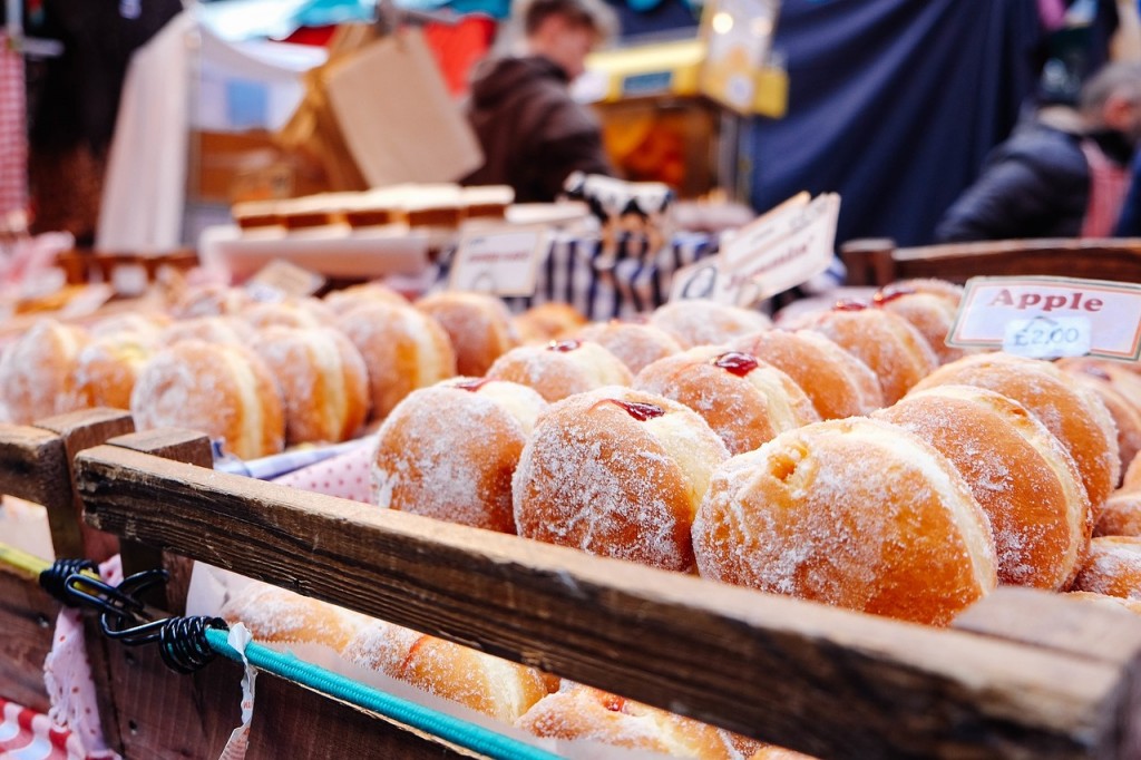 Doughnuts on store shelves