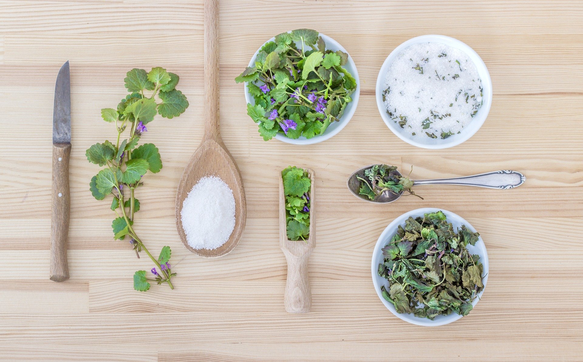 Herbs on countertop