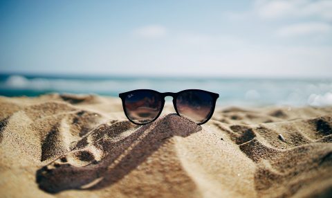 Sunglasses on beach